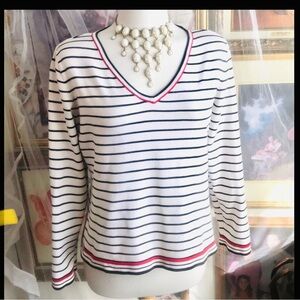 Liz Claiborne Black-Red Stripped Sweater